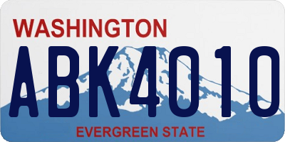 WA license plate ABK4010
