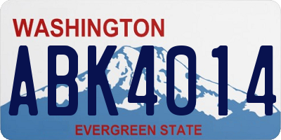 WA license plate ABK4014