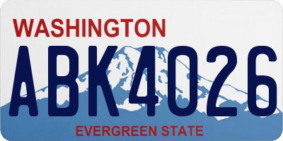 WA license plate ABK4026