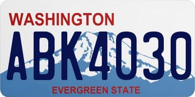 WA license plate ABK4030