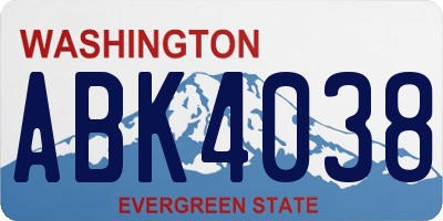WA license plate ABK4038