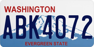 WA license plate ABK4072