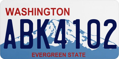 WA license plate ABK4102
