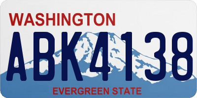 WA license plate ABK4138