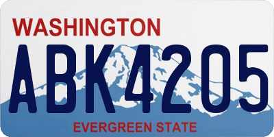 WA license plate ABK4205