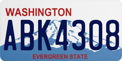 WA license plate ABK4308