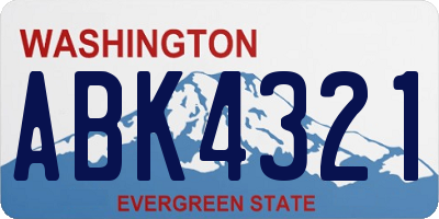 WA license plate ABK4321