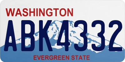 WA license plate ABK4332