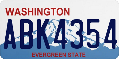 WA license plate ABK4354