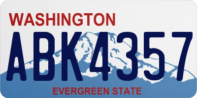 WA license plate ABK4357