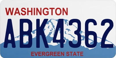 WA license plate ABK4362