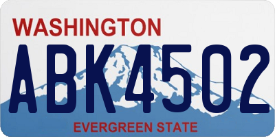 WA license plate ABK4502