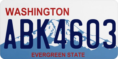 WA license plate ABK4603