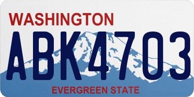 WA license plate ABK4703