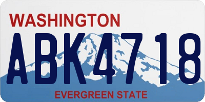 WA license plate ABK4718