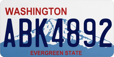 WA license plate ABK4892