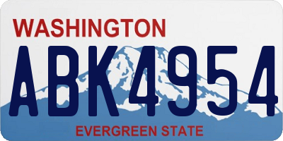 WA license plate ABK4954