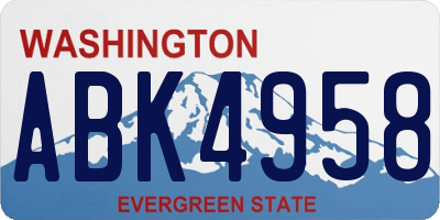 WA license plate ABK4958