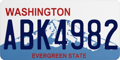 WA license plate ABK4982