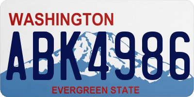 WA license plate ABK4986
