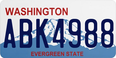 WA license plate ABK4988