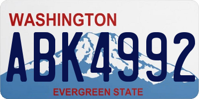 WA license plate ABK4992