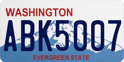 WA license plate ABK5007