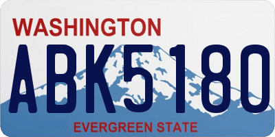 WA license plate ABK5180