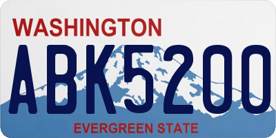 WA license plate ABK5200