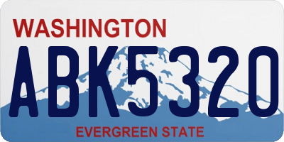 WA license plate ABK5320