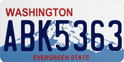 WA license plate ABK5363