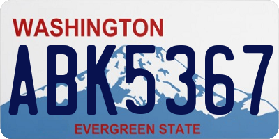 WA license plate ABK5367