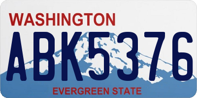 WA license plate ABK5376