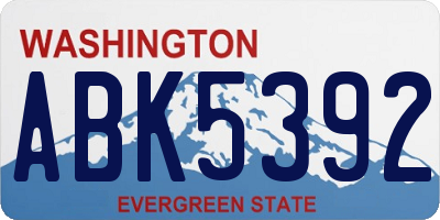 WA license plate ABK5392