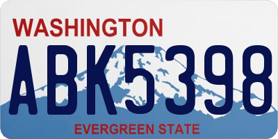 WA license plate ABK5398