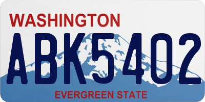 WA license plate ABK5402