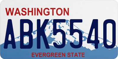 WA license plate ABK5540
