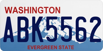 WA license plate ABK5562
