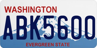 WA license plate ABK5600