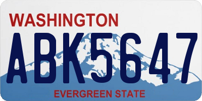 WA license plate ABK5647