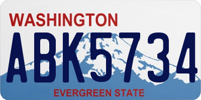 WA license plate ABK5734