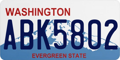 WA license plate ABK5802