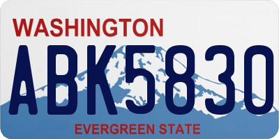 WA license plate ABK5830