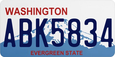 WA license plate ABK5834
