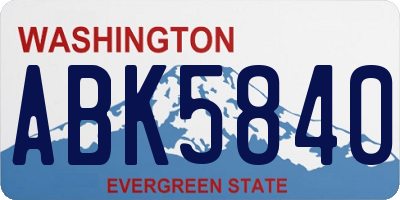 WA license plate ABK5840