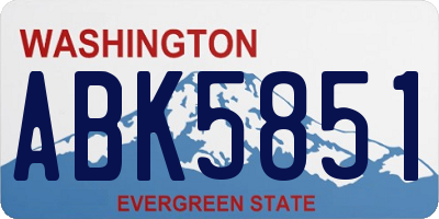 WA license plate ABK5851