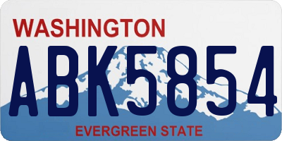 WA license plate ABK5854