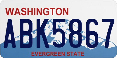 WA license plate ABK5867