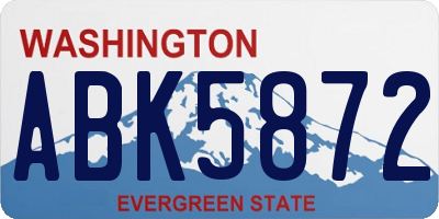 WA license plate ABK5872