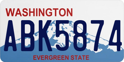 WA license plate ABK5874